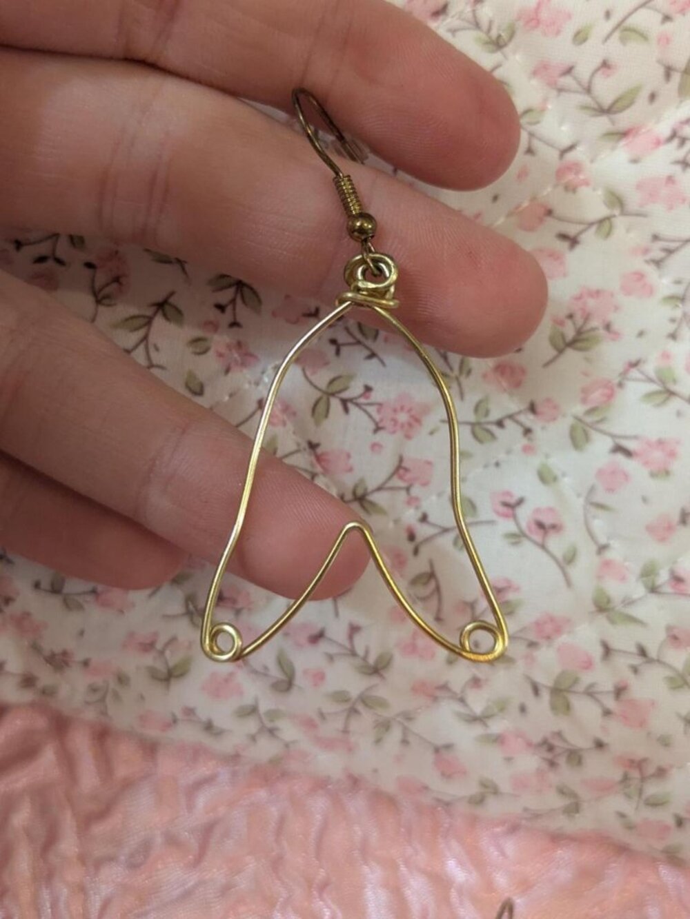 handmade gold boobies abstract whimsical feminist dangle earrings
